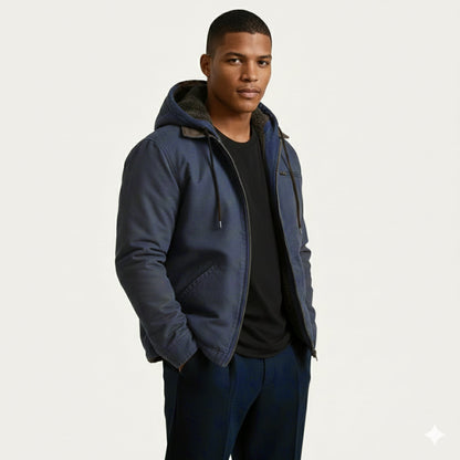 Men's Fleece Lined Hooded Jacket Warm Winter