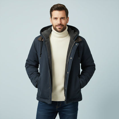Men's Fleece Lined Hooded Jacket Winter Warm