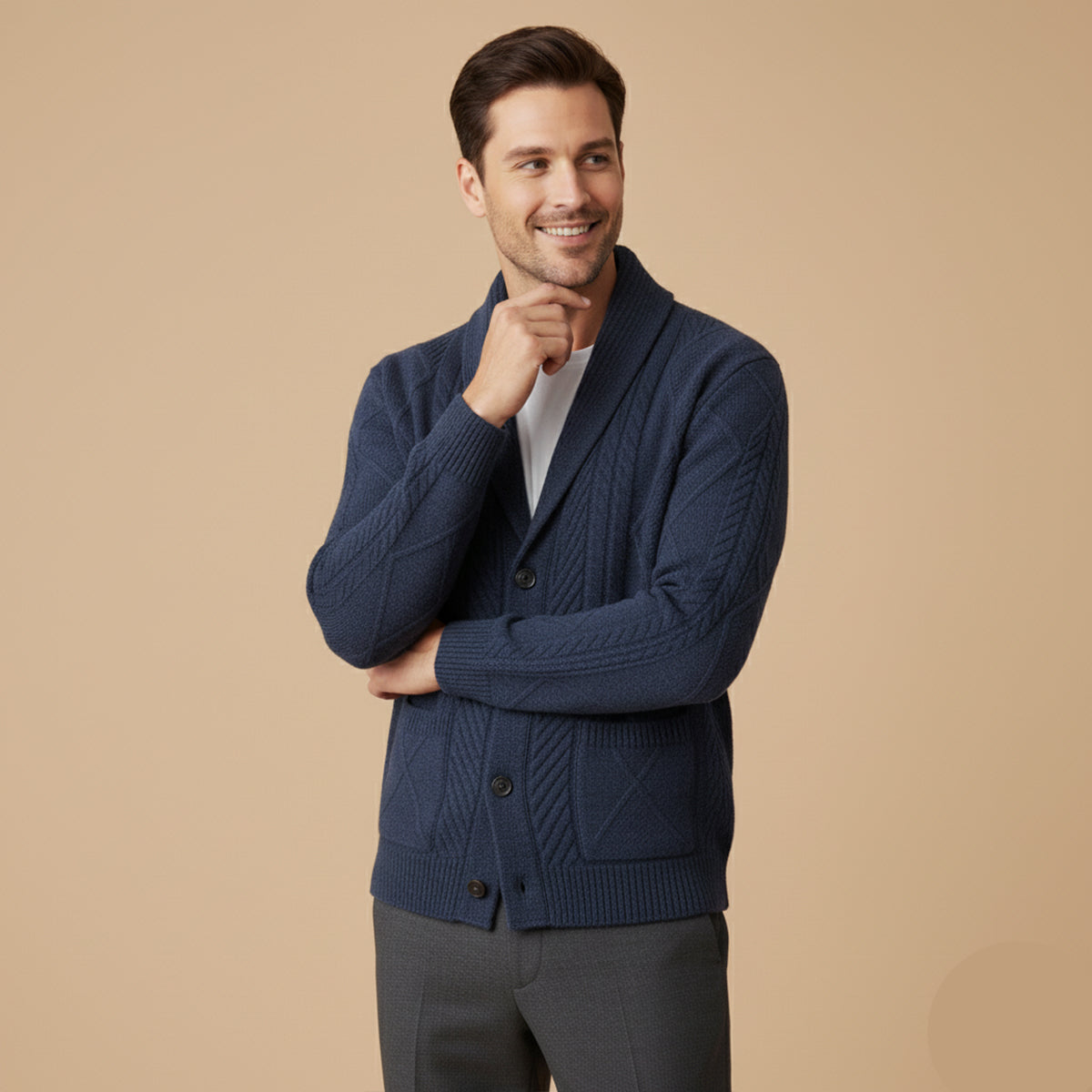 Men's Cashmere Cardigan Button Front