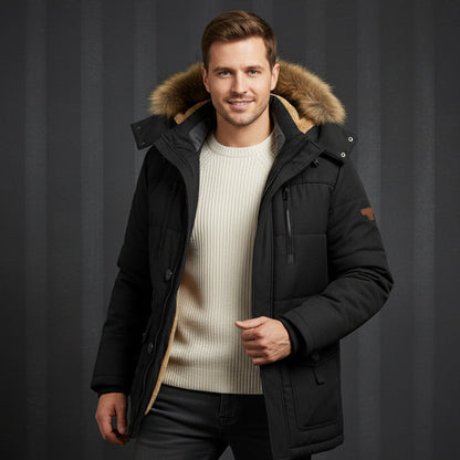 Men's Warm Winter Parka Jacket Fleece Lining