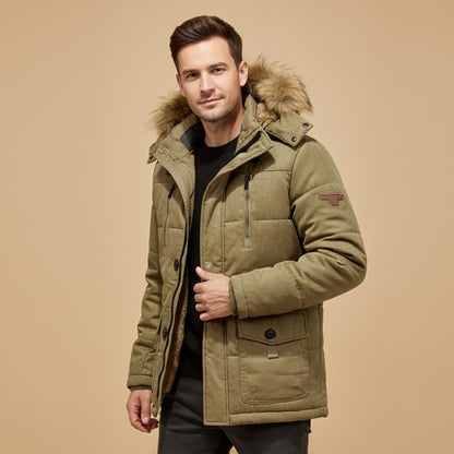 Men's Warm Winter Parka Jacket Fleece Lining