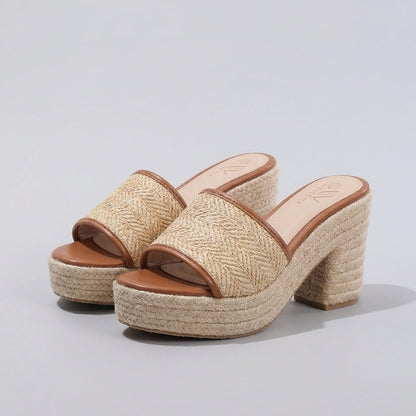 Women's Espadrille Block Heel Mule Sandal