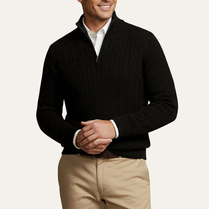 Men's Cable Knit Zipper Sweater