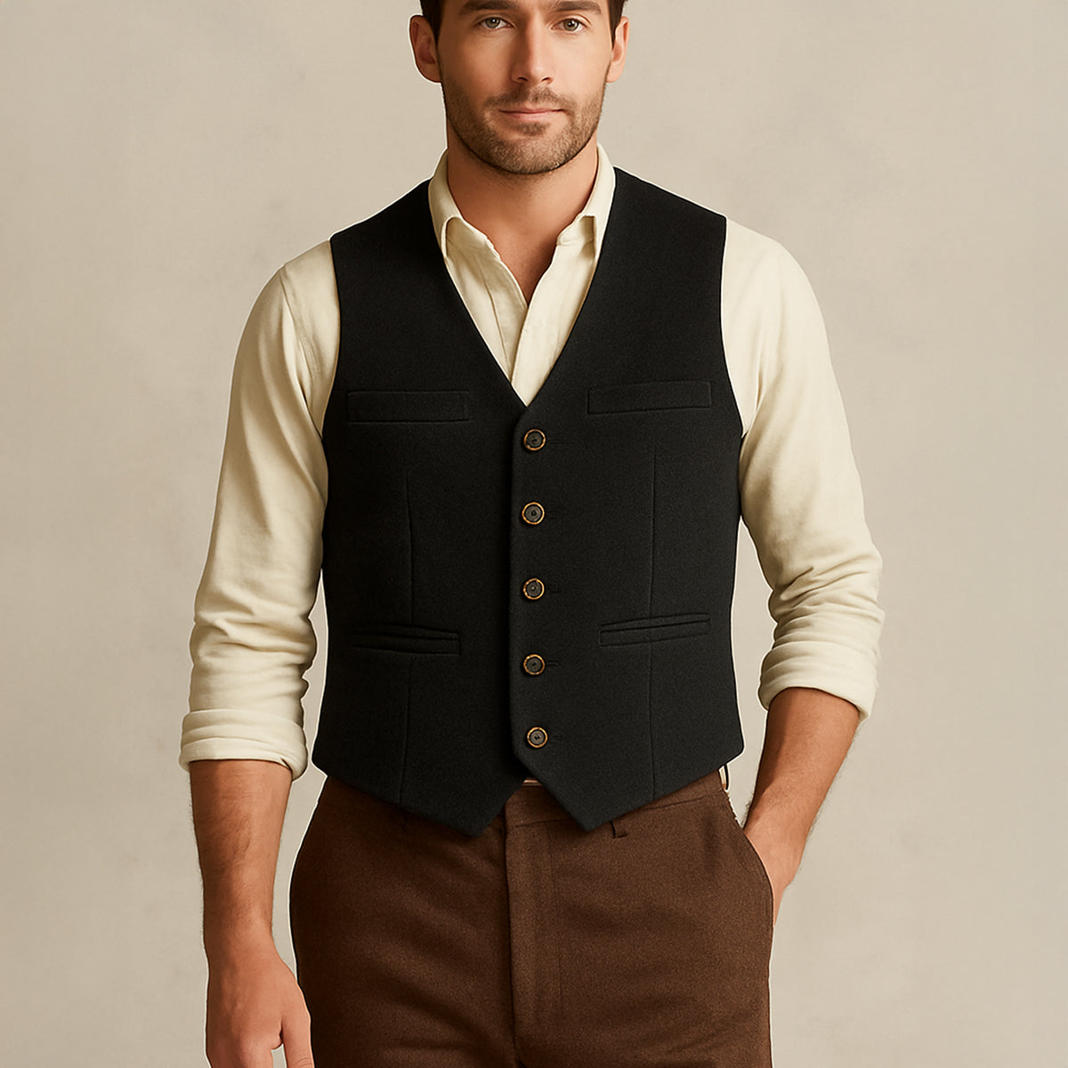 St Andrews Men's Vintage Button Up Vest
