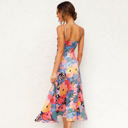 Image of Summer | Women's Floral Spaghetti Strap Midi Dress