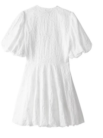 Image of Summer | Women's Puff Sleeve V-Neck Mini Dress