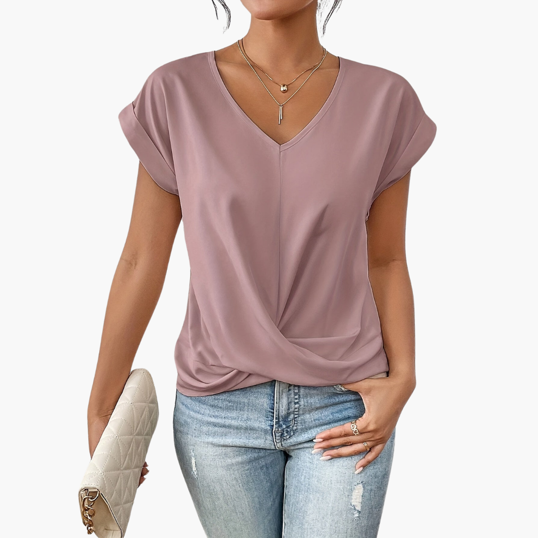 Women's V-Neck Twist Front T-Shirt - Vonnera