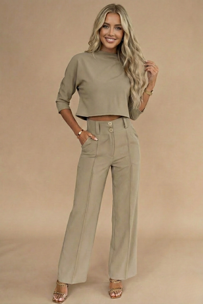 Women's Cropped Two Piece Pants Set - Vonnera