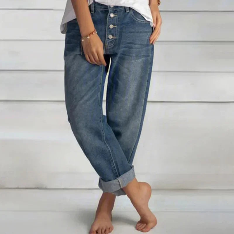 Women's High Waisted Boyfriend Jeans - Vonnera