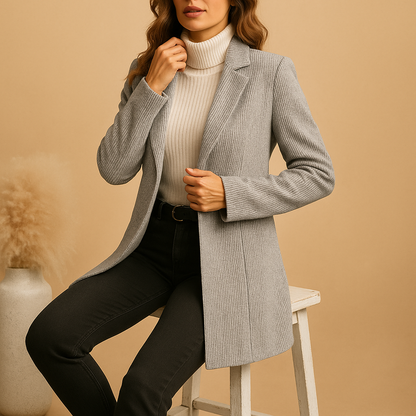 Tailored women’s blazer with a polished silhouette and long sleeves, perfect for business meetings, formal events, and elegant daily wear.