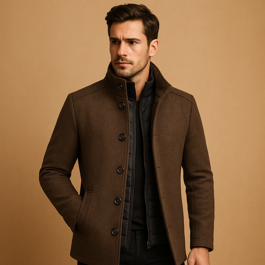 Men's Mandarin Collar Winter Coat - Vonnera