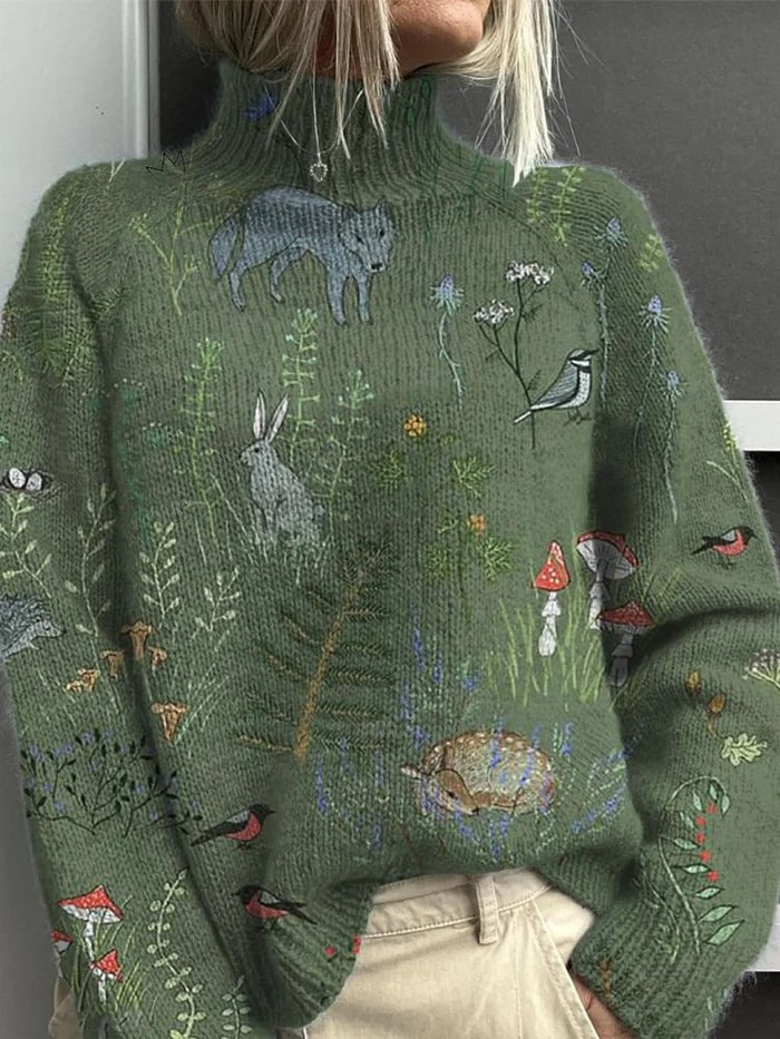 Women's Graphic Turtleneck Sweater - Vonnera