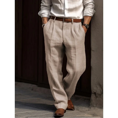 Men's Cotton Pleated Trousers Lightweight - Vonnera