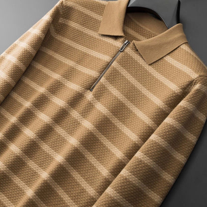 Image of Teddy | Men's Zip Striped Polo Shirt