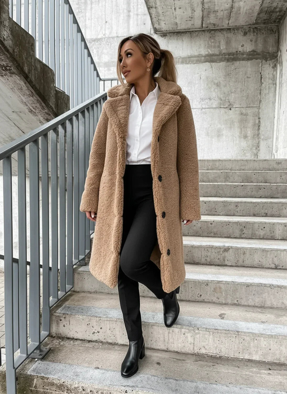 Women's Teddy Long Coat - Vonnera