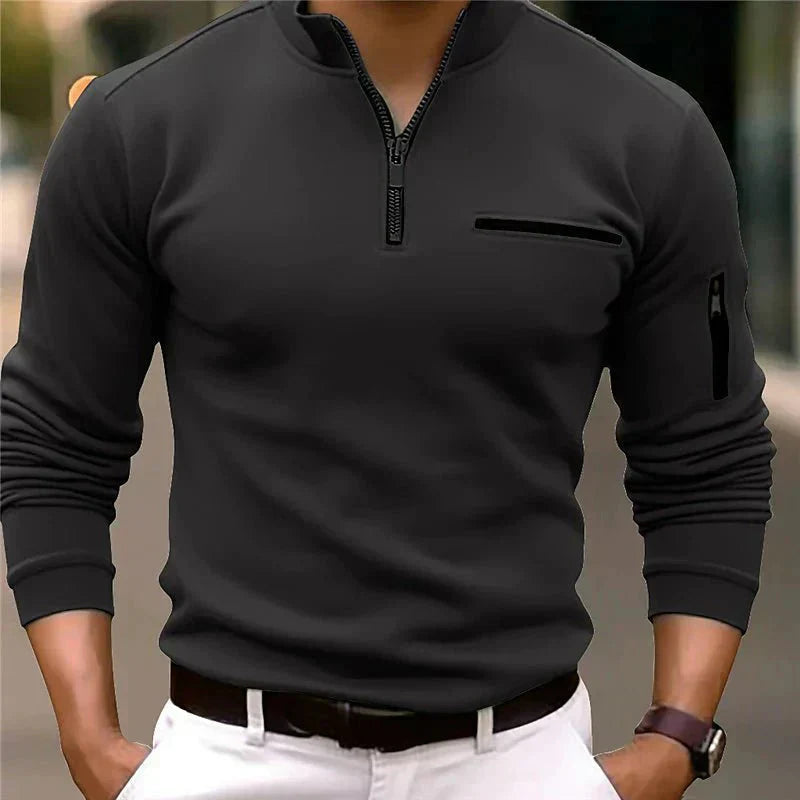 Men's Zip-Up Spring Sweater Chest Pocket - Vonnera