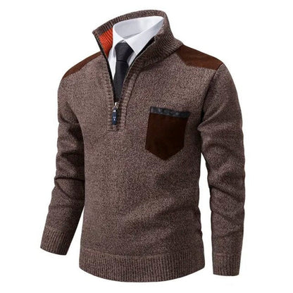 Cashmere Sweater Men's Crew Neck Pocket Beige