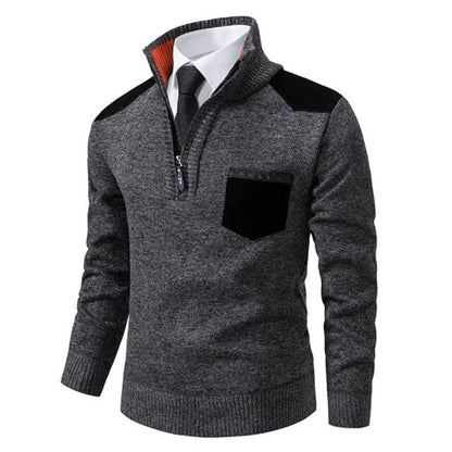 Cashmere Sweater Men's Crew Neck Pocket Beige