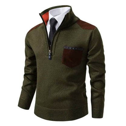 Cashmere Sweater Men's Crew Neck Pocket Beige