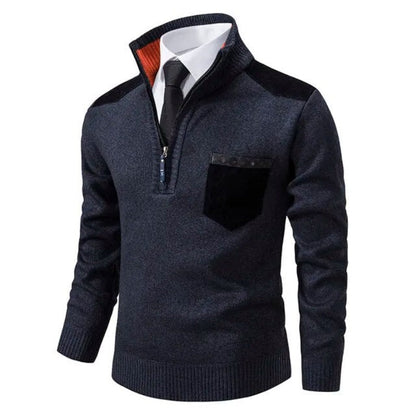 Cashmere Sweater Men's Crew Neck Pocket Beige