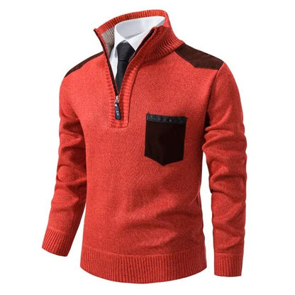 Cashmere Sweater Men's Crew Neck Pocket Beige