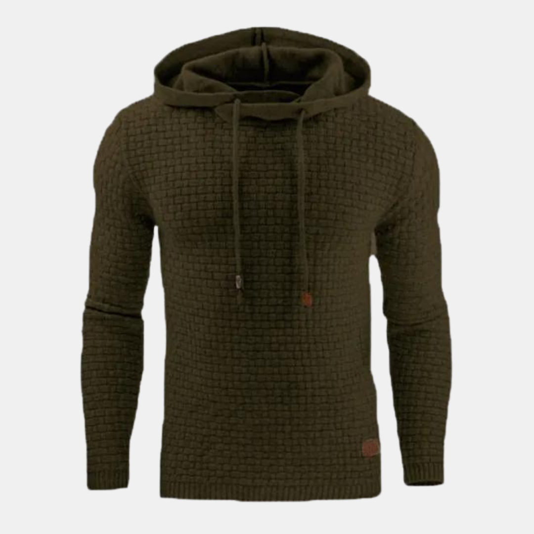 Men's Slim Fit Hoodie Textured Pullover Adjustable Drawstring Grey