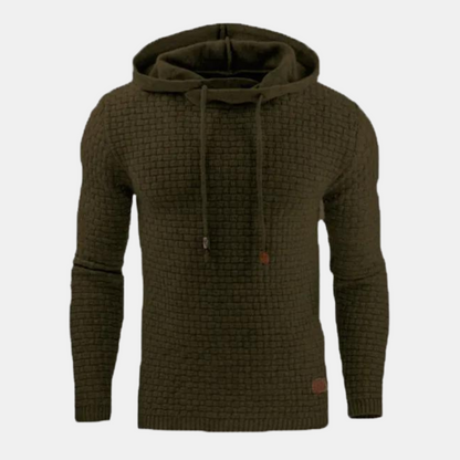 Men's Slim Fit Hoodie Textured Pullover Adjustable Drawstring Grey