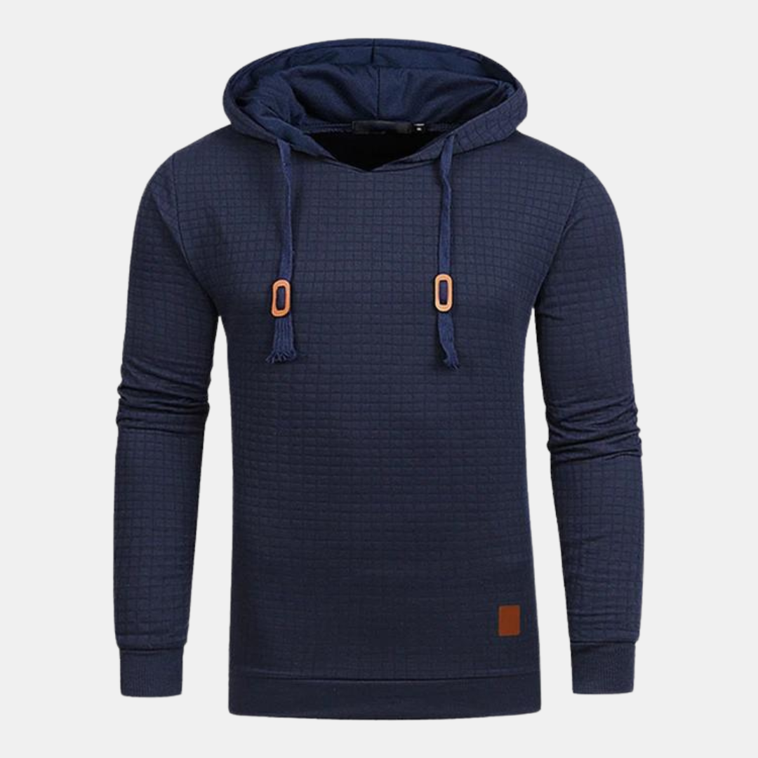 Men's Slim Fit Hoodie Textured Pullover Adjustable Drawstring Grey