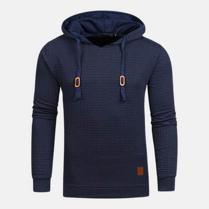 Men's Slim Fit Hoodie Textured Pullover Adjustable Drawstring Grey