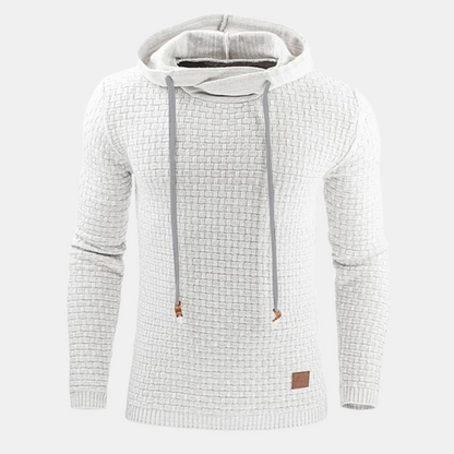 Men's Slim Fit Hoodie Textured Pullover Adjustable Drawstring Grey