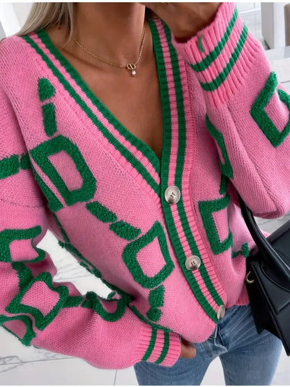 Women's V-Neck Cardigan Long Sleeve Button Front - Vonnera