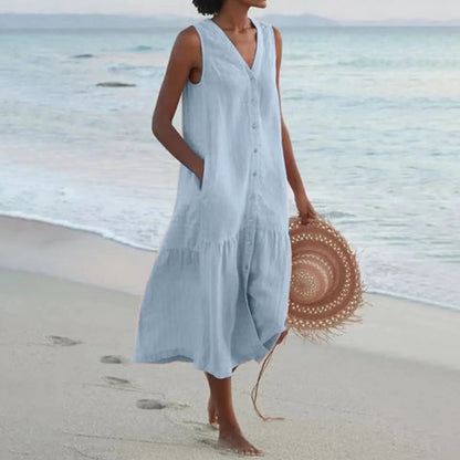 Women's Sleeveless A-Line Midi Dress