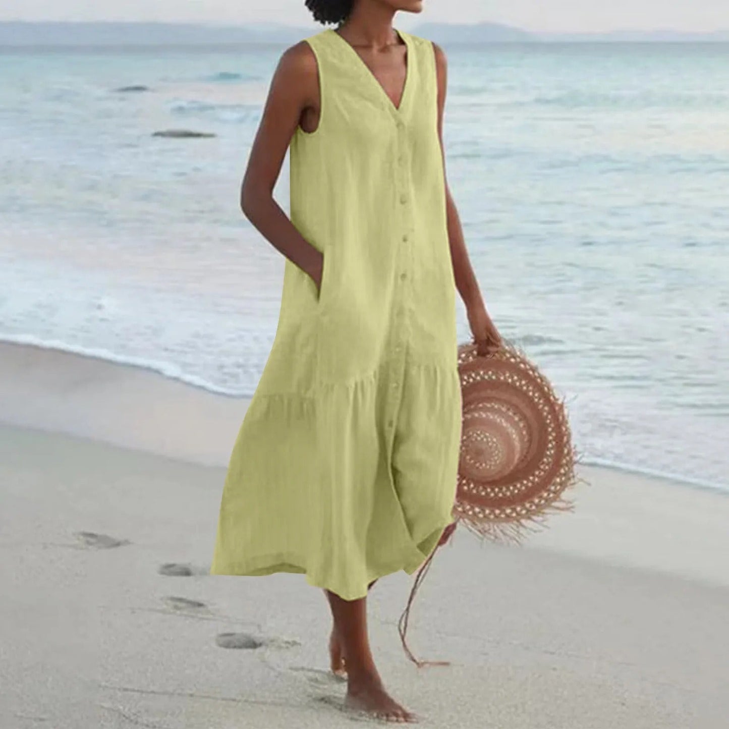 Women's Sleeveless A-Line Midi Dress