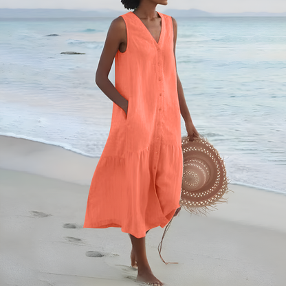 Women's Sleeveless A-Line Midi Dress