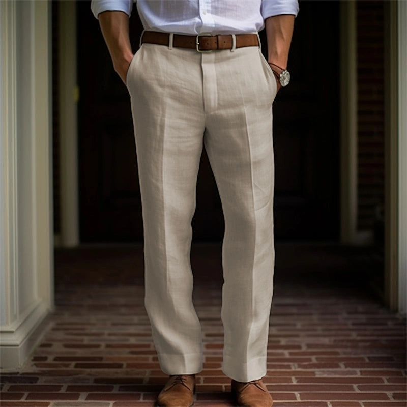 Men's Straight Leg Dress Pants Wool Black - Vonnera