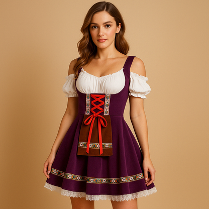 Traditional Oktoberfest dirndl dress for women with flattering fit and festive design, ideal for Oktoberfest celebrations and themed events.