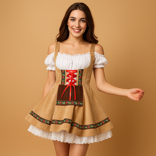 Traditional Oktoberfest dirndl dress for women with flattering fit and festive design, ideal for Oktoberfest celebrations and themed events.