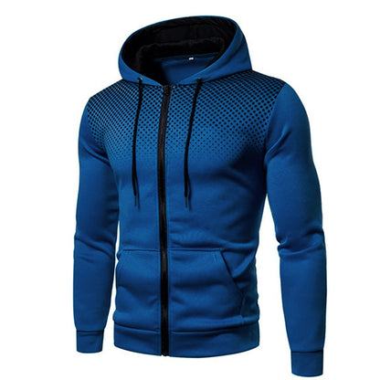 Men's Zip-Up Hoodie Gradient Dot Print Adjustable Drawstring