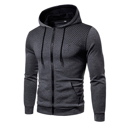 Men's Zip-Up Hoodie Gradient Dot Print Adjustable Drawstring