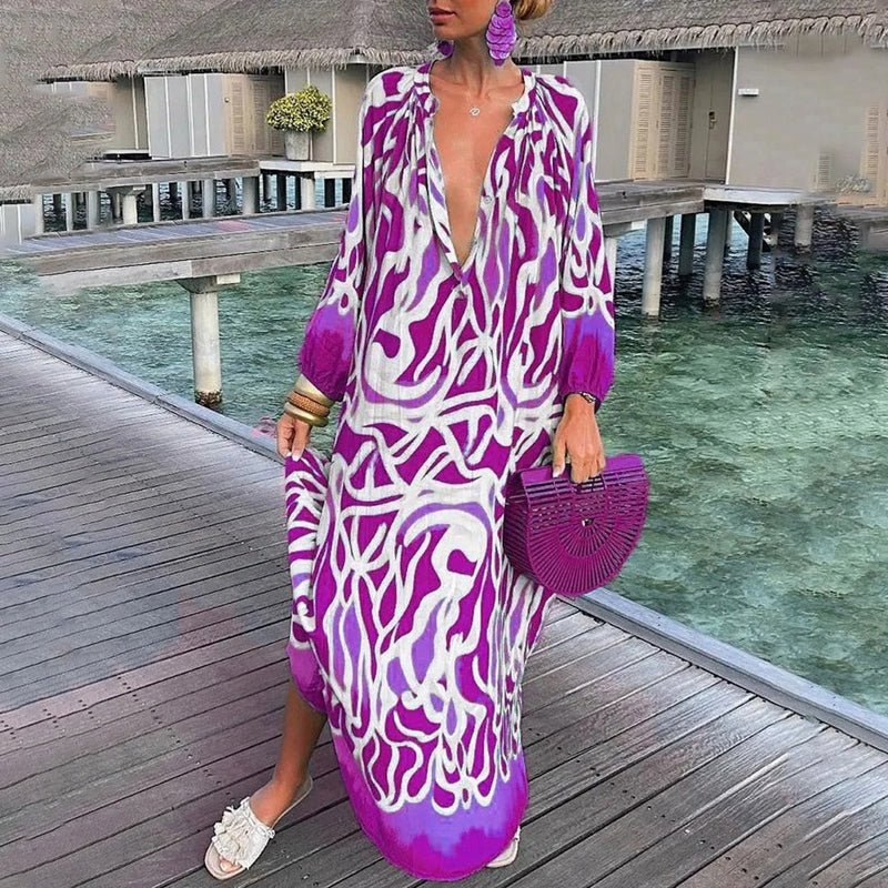 Image of Trinity | Women's V-Neck Long Sleeve Maxi Dress