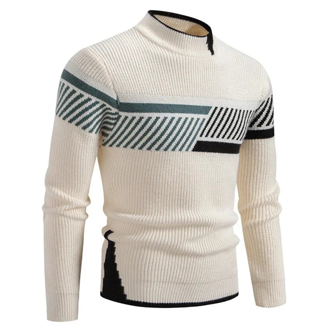 Men's Long Sleeve Patchwork Sweater