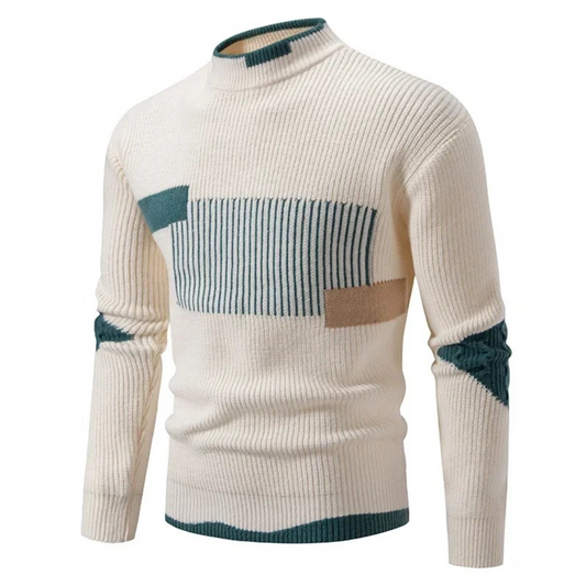 Men's Long Sleeve Patchwork Sweater - Vonnera