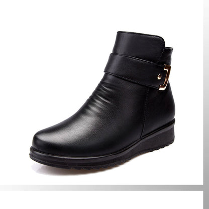Women's Ankle Boots Rounded Toe Buckle Brown