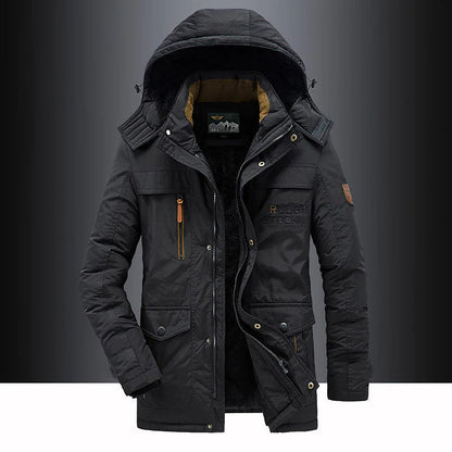 Men's Fleece Lined Parka Hooded Thigh Length Waterproof - Vonnera