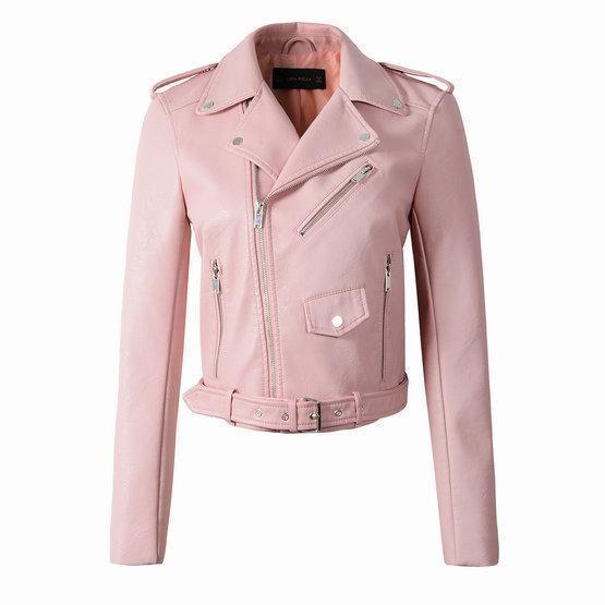 Women's Pu Leather Jacket Trendy Washed Finish