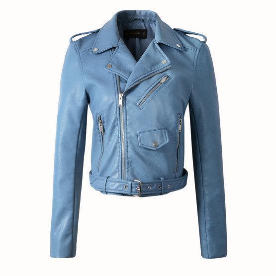 Women's Pu Leather Jacket Trendy Washed Finish