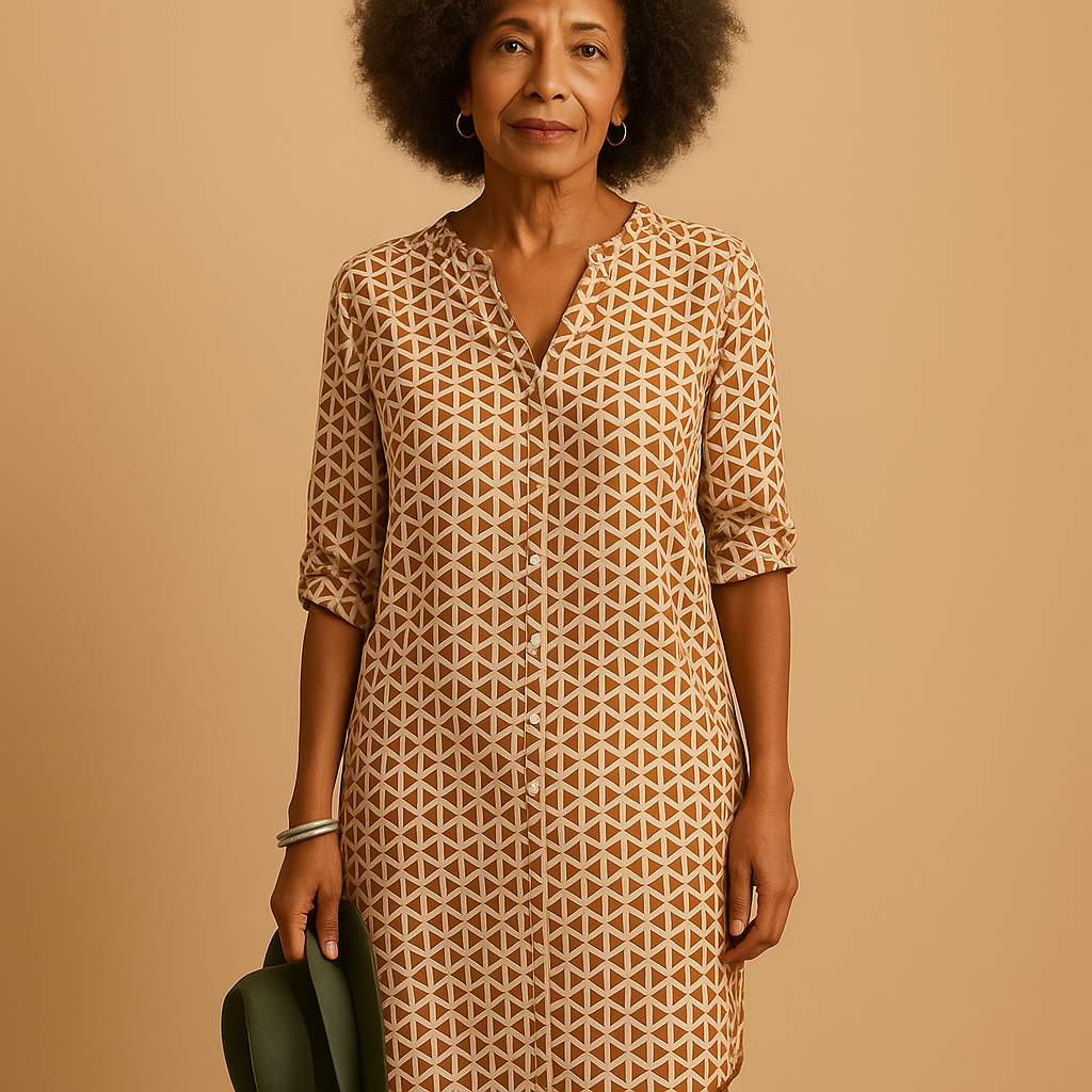 Women’s V-neck casual dress with half sleeves and loose fit, perfect for everyday wear, spring outings, and relaxed summer occasions.