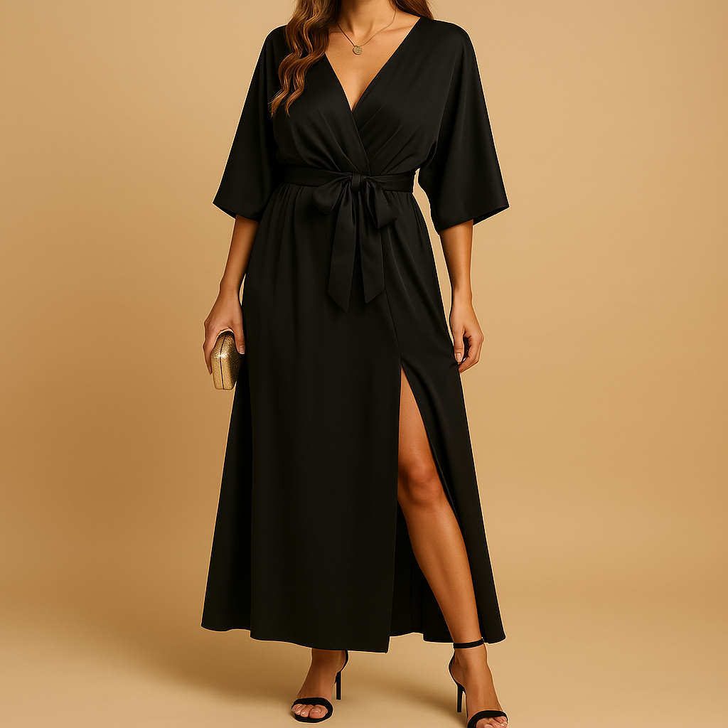 Women’s V-neck elegant dress with flattering fit and timeless design, perfect for daily wear, parties, and formal occasions.