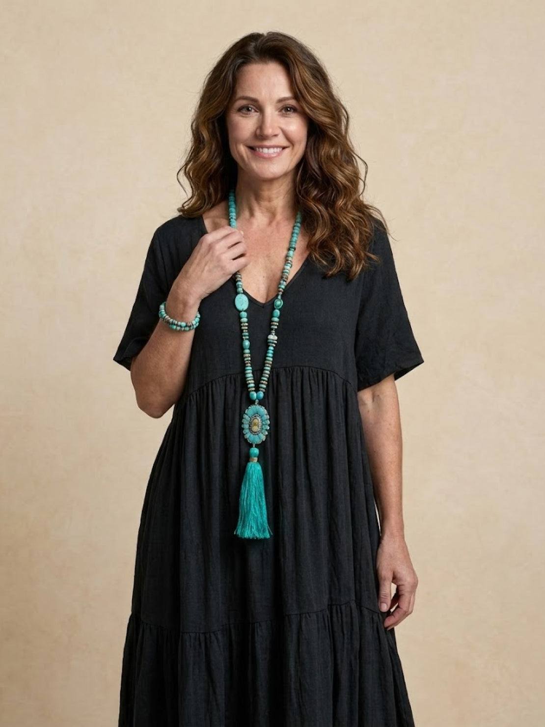 Women's V-Neck Maxi Dress Short Sleeves