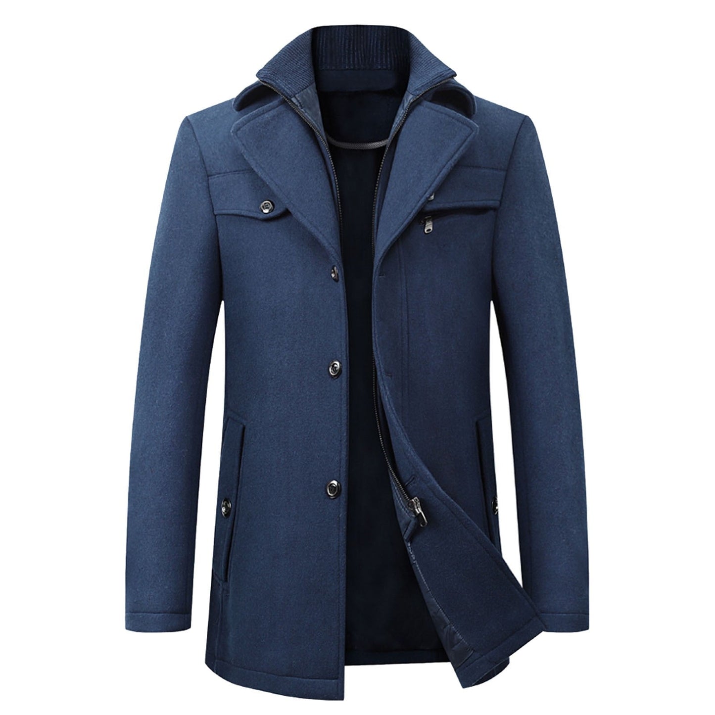 Elegant Double Collar Wool Coat